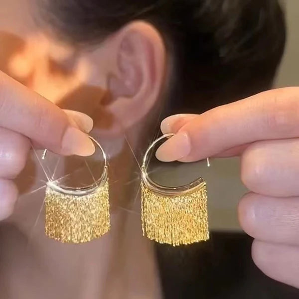 14-carat gold-plated tassel luxury threaded earrings