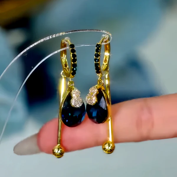 14K Gold-Plated Elegant Zircon Diamond Water Drop Earrings