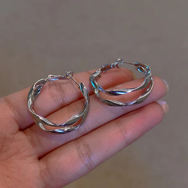 14K Gold-Plated Elegant Double-Layer Hoop Earrings