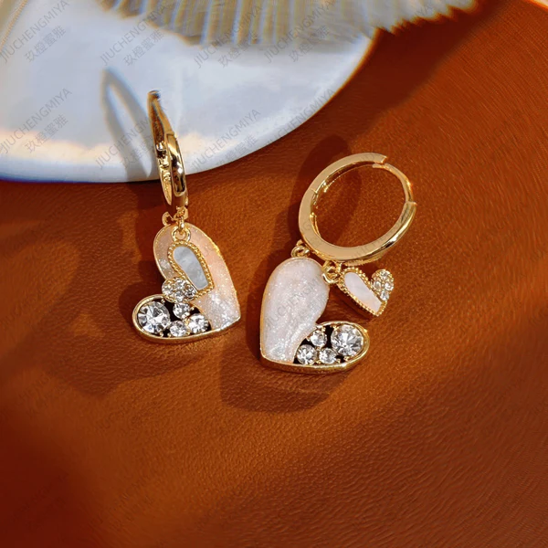 14K Gold-Plated Zircon Double Heart Earrings