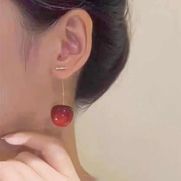 sterling silver cherry wire earrings
