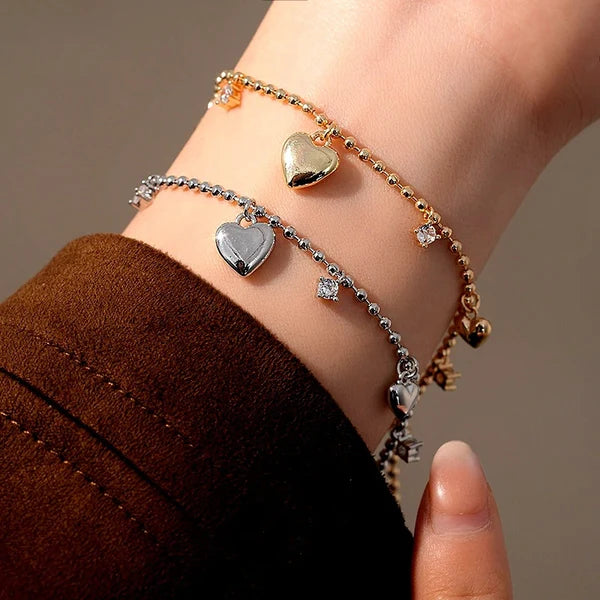 14K Gold-plated Exquisite Zircon Heart Bracelets