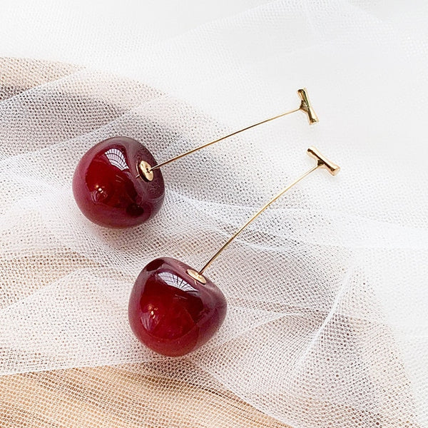 sterling silver cherry wire earrings