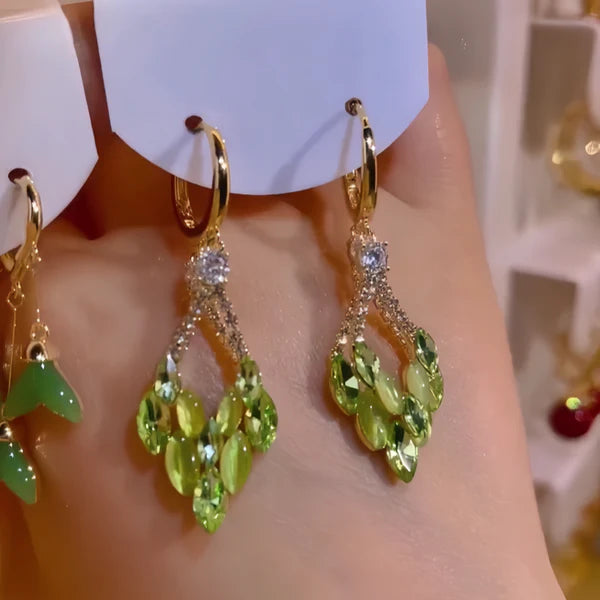 14K Gold-Plated Double-Layer Zircon Tassel Earrings