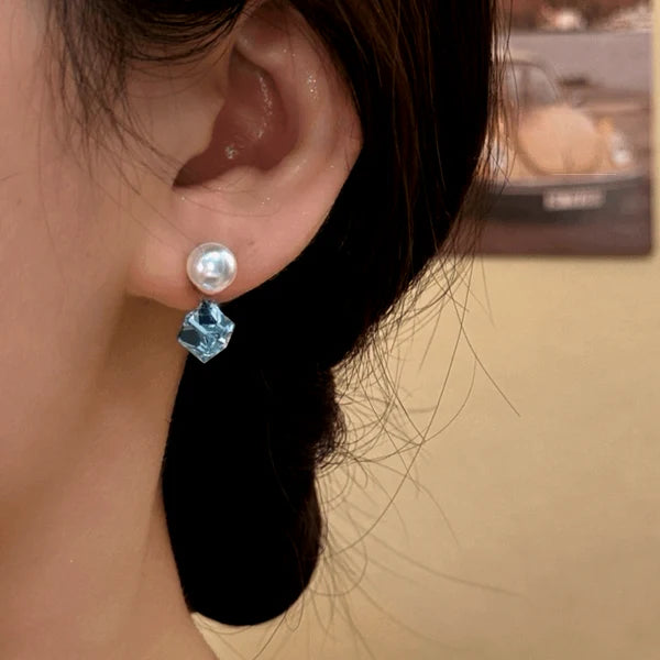 14K Gold-Plated Elegant Zircon Diamond Pearl Earrings