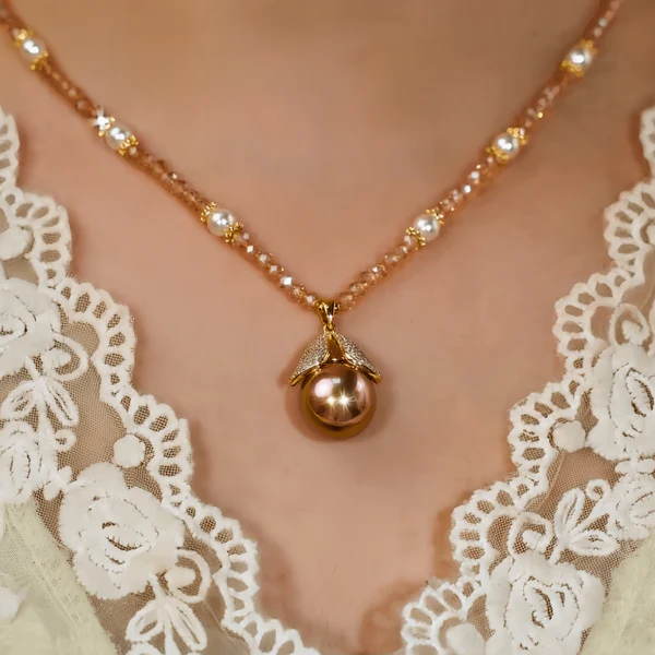 14K Gold-Plated Zircon Beads Leaf Necklace