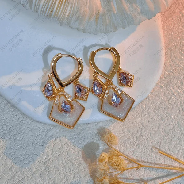 14K Gold-Plated Zircon Tassel Earrings