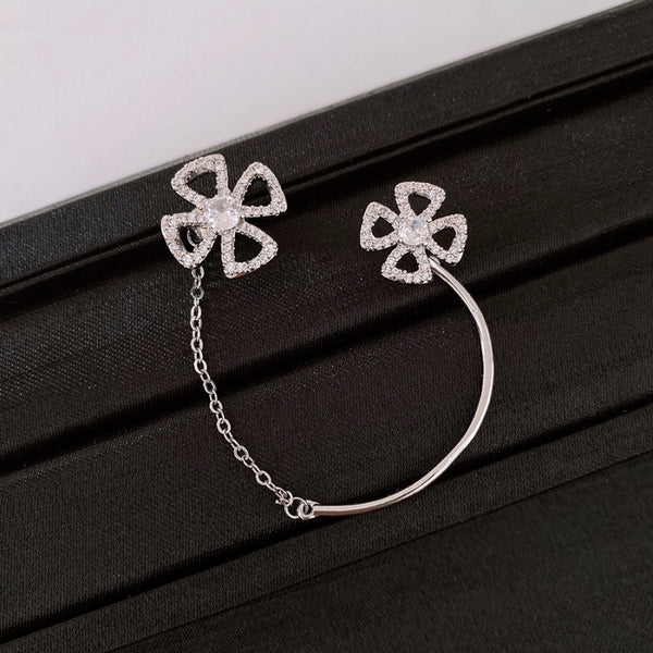 14K Gold-Plated Zircon Flower Ear Cuff ( 1 PCS )