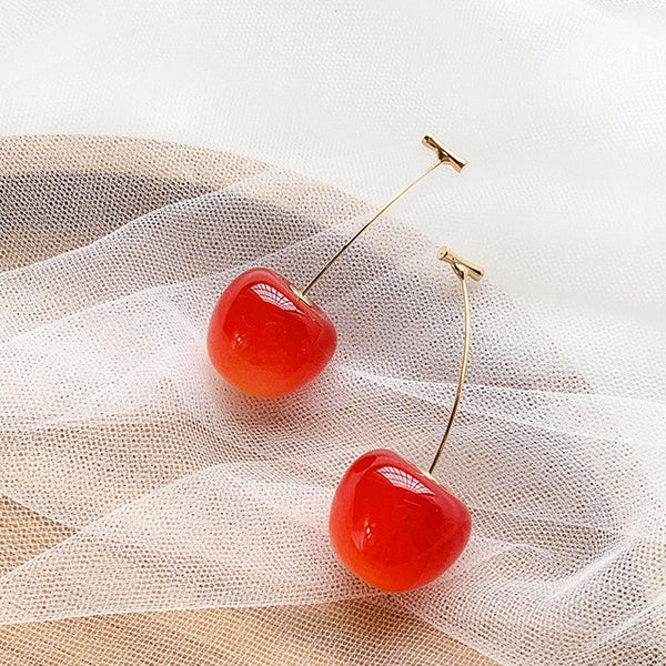 sterling silver cherry wire earrings