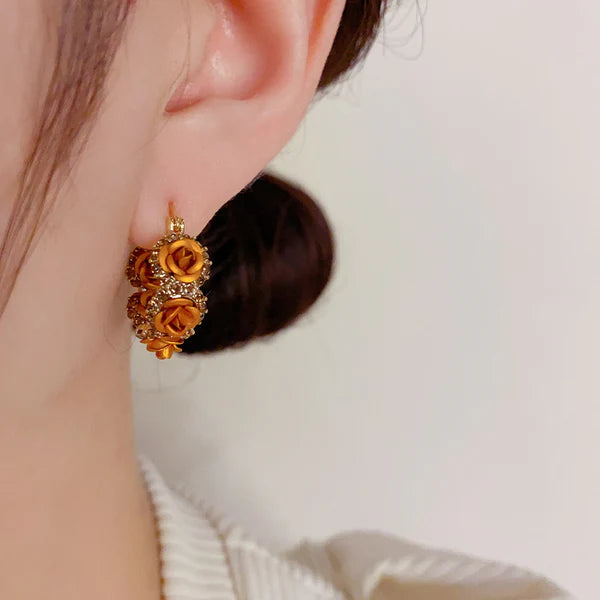 14k Gold-plated Vintage Rose Earrings