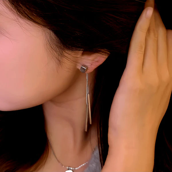 14K Gold-Plated Elegant Square Tassel Earrings