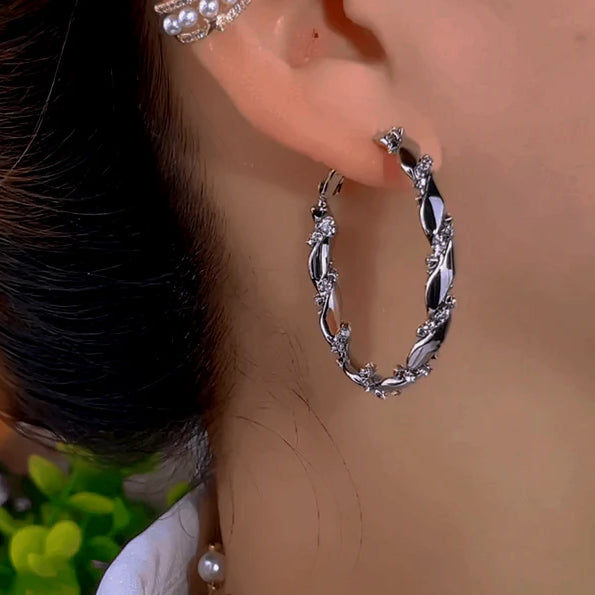 14K Gold-Plated Zircon Hoop Earrings