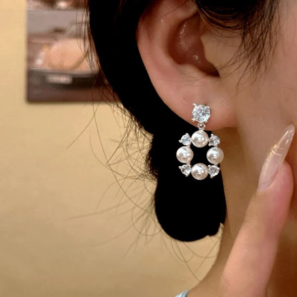 14K Gold-Plated Elegant Zircon Diamond Bead Earrings