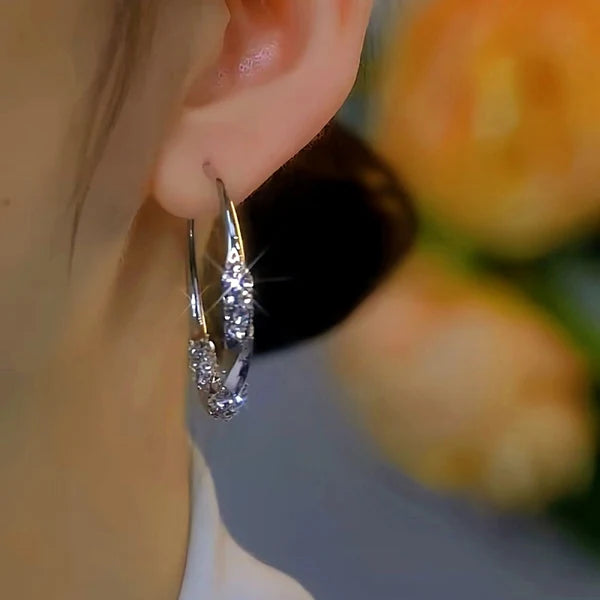 14K Gold-plated Luxury Zircon Hoop Earrings