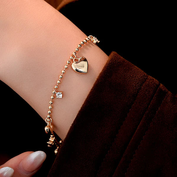 14K Gold-plated Exquisite Zircon Heart Bracelets