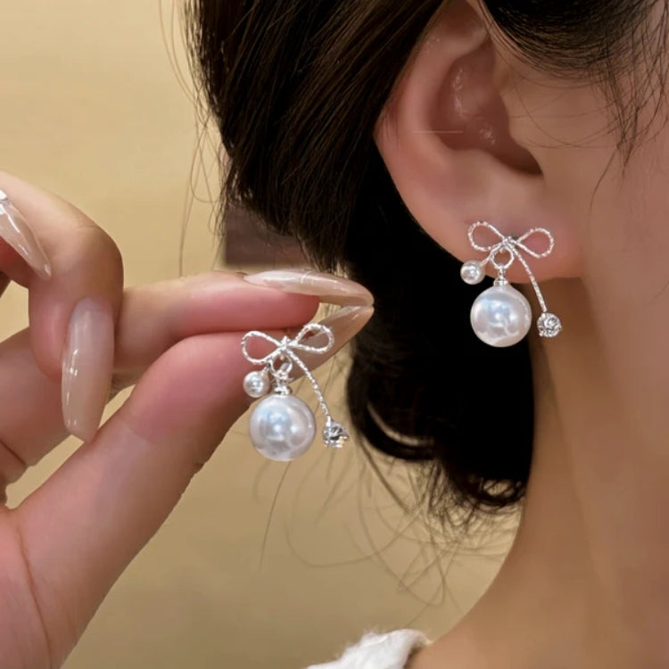 14K Gold-Pated Zircon Bow Bead Earrings