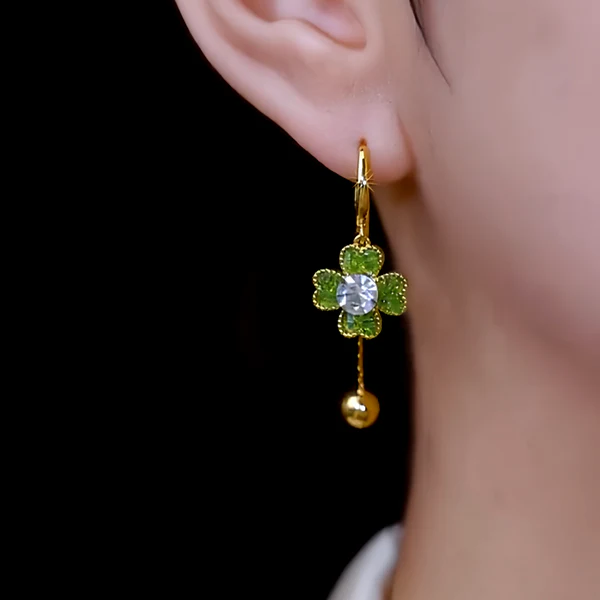 14-carat gold-plated elegant zircon flower earrings