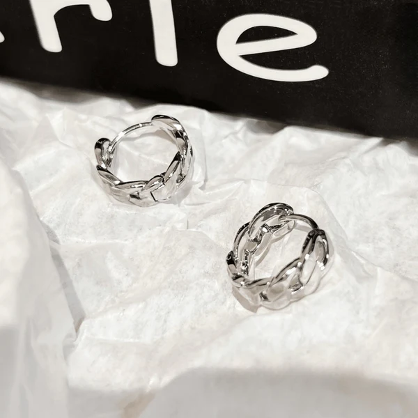 14K Gold-Plated Elegant Chain Hoop Earrings