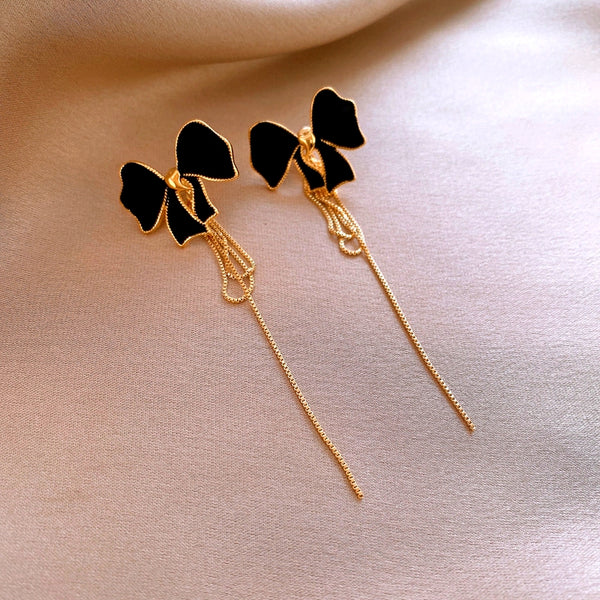 14K Gold-Plated Bow Tassel Earrings