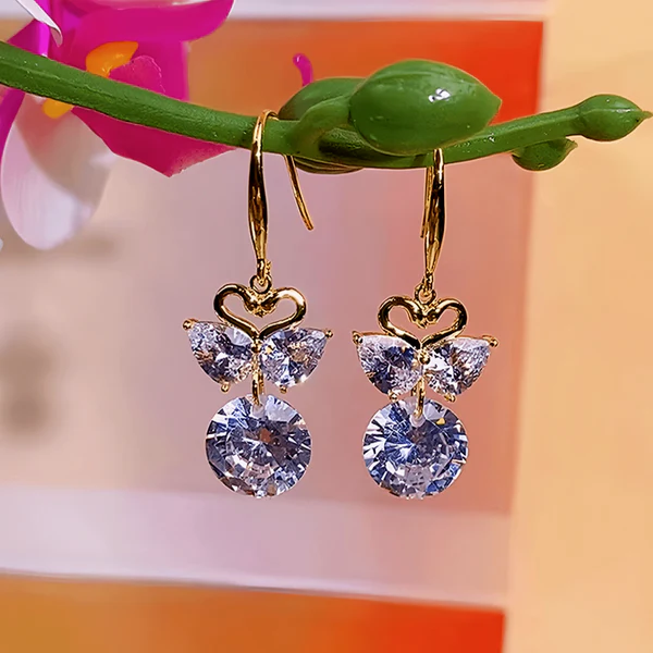 14K Gold Plated Elegant Zircon Twin Ear Hook