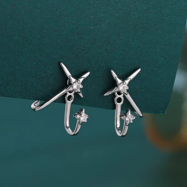 Silver Post Zircon Stud Earrings