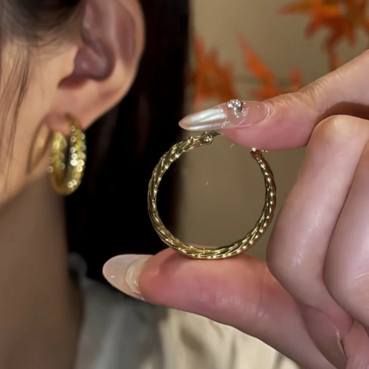 14K Gold-Pated Wheat Hoop Earrings