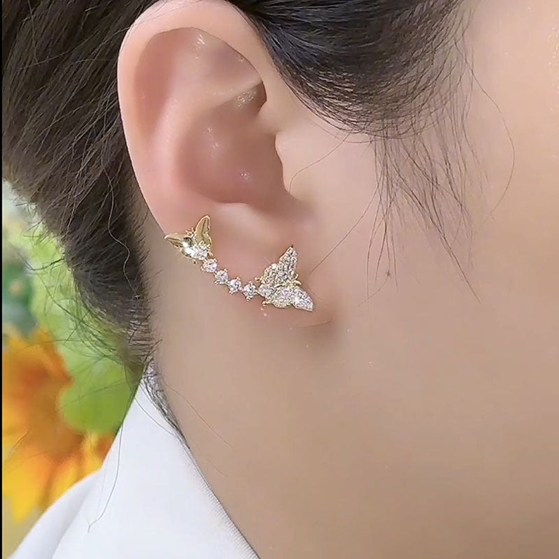 14K Gold Plated Elegant Zircon Diamond Butterfly Crawler