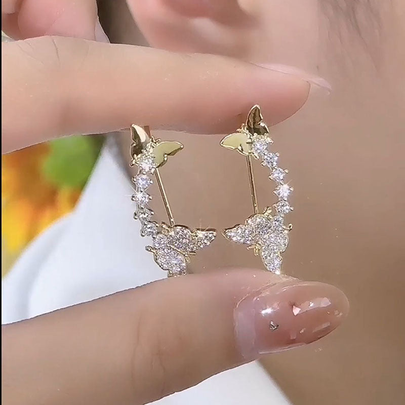 14K Gold Plated Elegant Zircon Diamond Butterfly Crawler