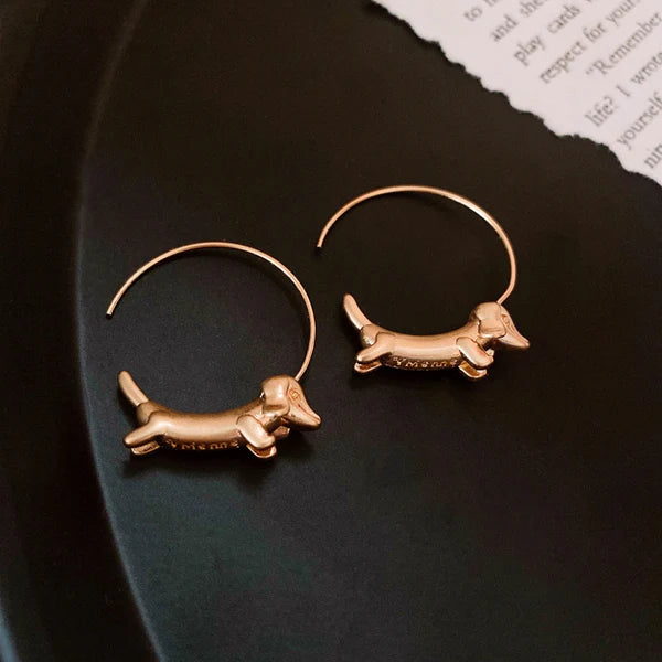 14K Gold-Plated Sausage Dog Threader Earrings