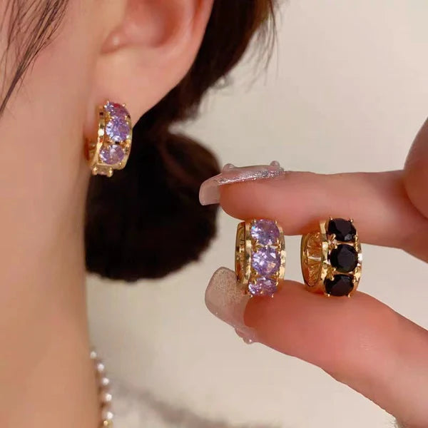 14K Gold-Plated Zircon Small Hoop Earrings