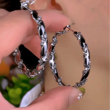 14K Gold-Plated Zircon Hoop Earrings