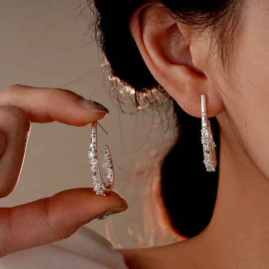 14K Gold-Plated Zircon Water Drop Ear Hooks