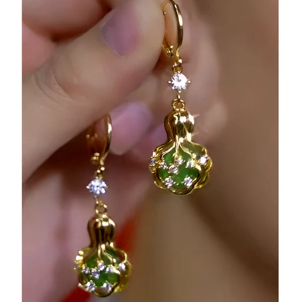 14K Gold-Plated Zircon Fortune Earrings