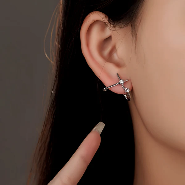 Silver Post Zircon Stud Earrings