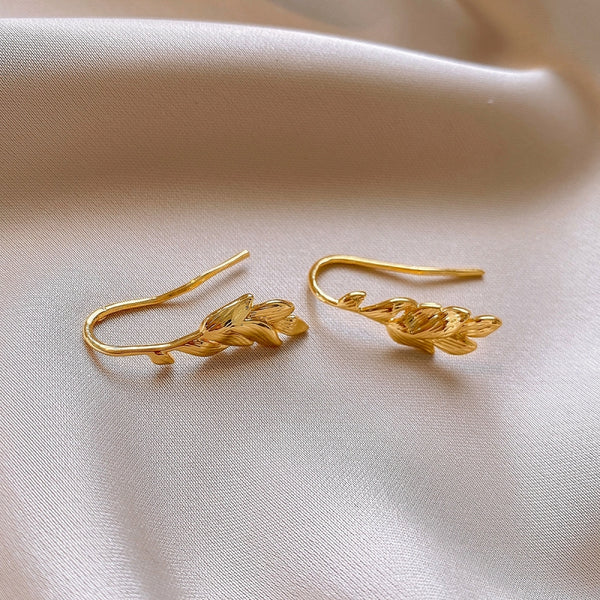 14K Gold-Plated Leaf Ear Hooks