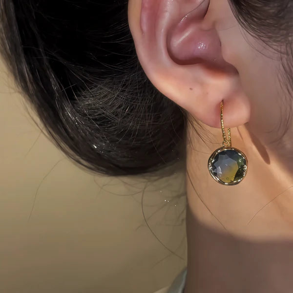 14K Gold-Pated Gradient Glass Crystal Ear Hook Earrings