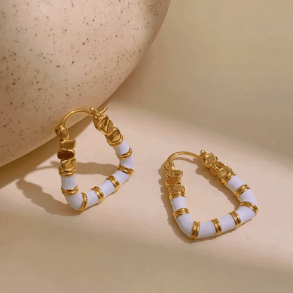 14K Gold-Plated Elegant Enamel Dripping Geometric Earrings