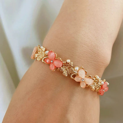 14K Gold-plated Exquisite Zircon Pearl Butterfly Pearl Bracelets