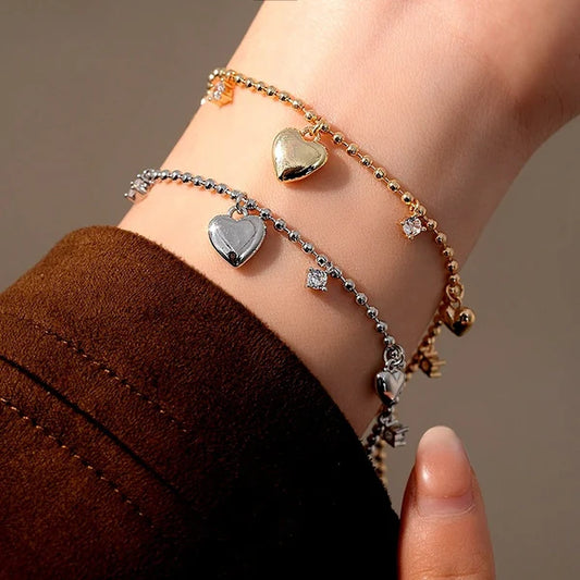 14K Gold-plated Exquisite Zircon Heart Bracelets