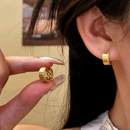 14K Gold-Pated Zircon Hollow Hoop Earrings