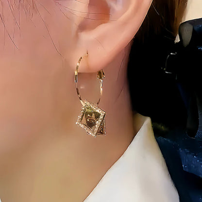 14K Gold-plated Square Crystal Earrings