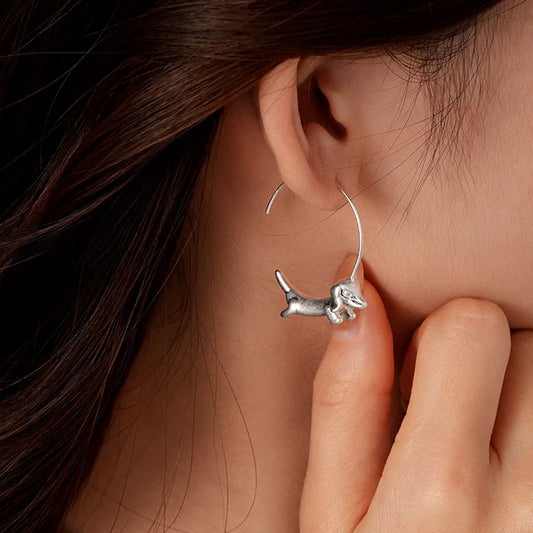 14K Gold-Plated Sausage Dog Threader Earrings