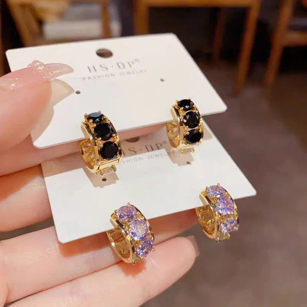 14K Gold-Plated Zircon Small Hoop Earrings