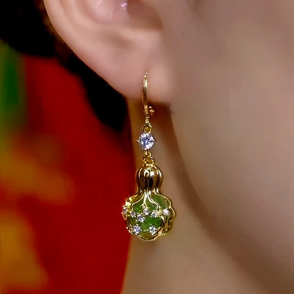 14K Gold-Plated Zircon Fortune Earrings