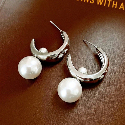 14K Gold-Plated C-Shaped Bead Earrings