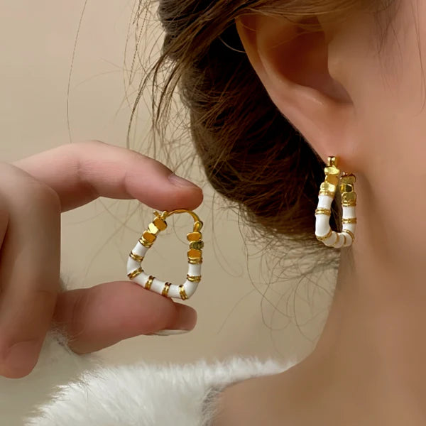 14K Gold-Plated Elegant Enamel Dripping Geometric Earrings