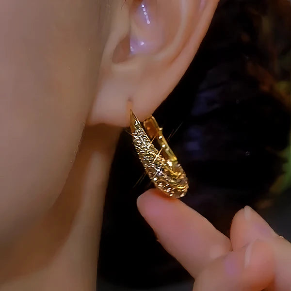 14K Gold-plated Luxury Zircon Hoop Earrings