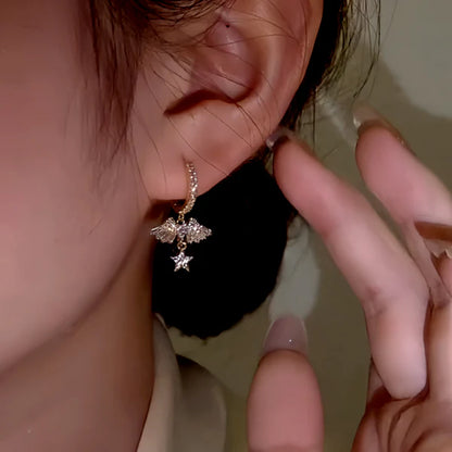 14K Gold-Plated Zircon Angel Wing Earrings