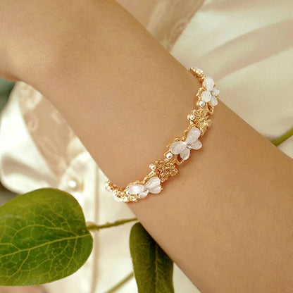 14K Gold-plated Exquisite Zircon Pearl Butterfly Pearl Bracelets