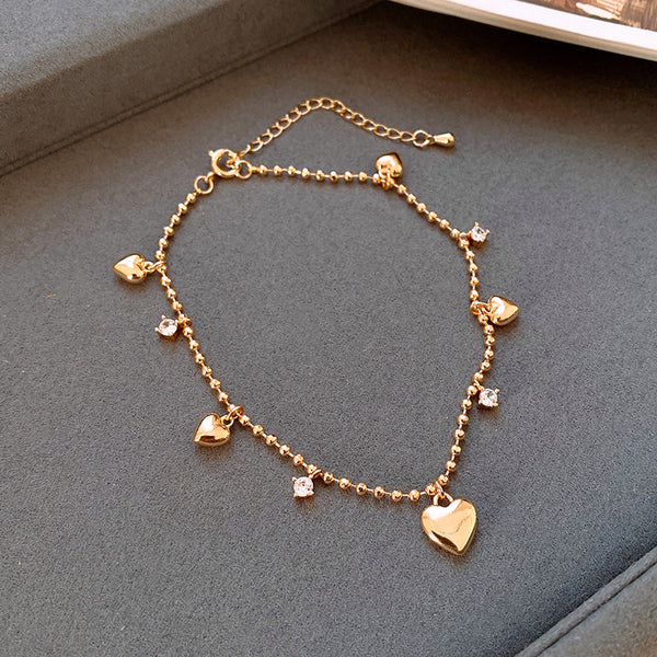 14K Gold-plated Exquisite Zircon Heart Bracelets